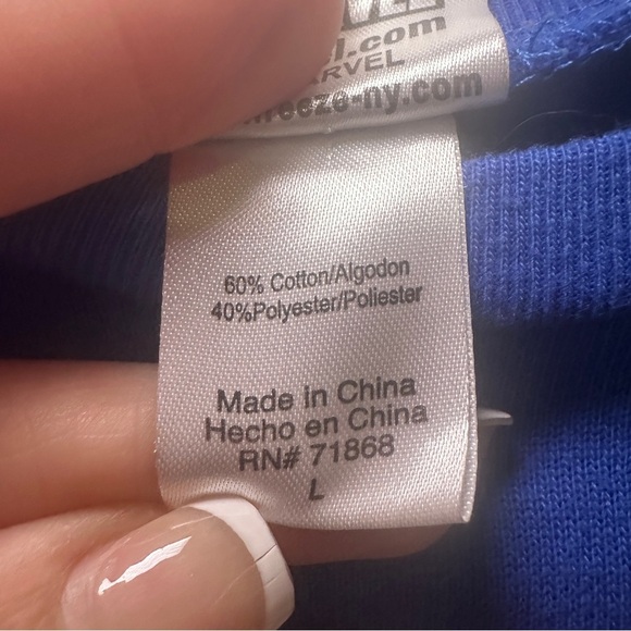 Marvel Blue Hero Panel Graphic Sweatshirt with Distressed Back Size Large - Picture 5 of 6